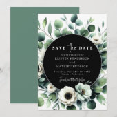 Einfache grüne Eukalyptus-Hochzeit Save The Date (Vorne/Hinten)