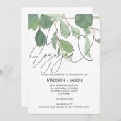 Einfache grüne Eukalyptus Wir sind Verlobte Einlad Einladung (Vorne/Hinten)