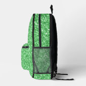 Einfache grüne Farbe Glitzer Textur | Monogramm Bedruckter Rucksack (Rechts)