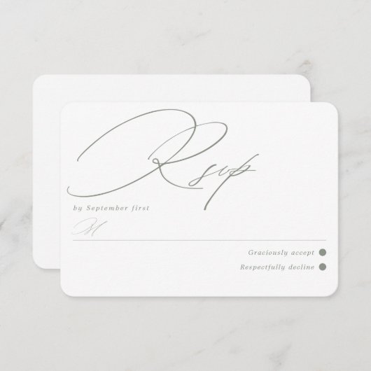 Einfache grüne Farbe Weiß RSVP Karte (Vorne/Hinten)