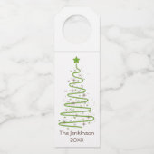 Einfache grüne frohe Weihnachtstypografie auf Weiß Flaschenanhänger (Rückseite)