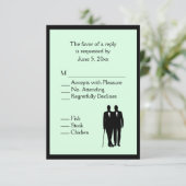 Einfache grüne Gay Wedding RSVP mit Menüauswahl (Stehend Vorderseite)