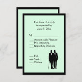 Einfache grüne Gay Wedding RSVP mit Menüauswahl (Vorne/Hinten)