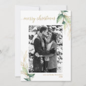 Einfache grüne Gold Moderne Weihnachtskarte (Vorderseite)