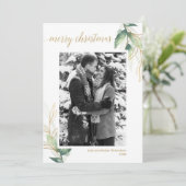 Einfache grüne Gold Moderne Weihnachtskarte (Stehend Vorderseite)