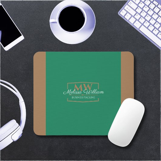 Einfache grüne Goldmonogramm Mousepad
