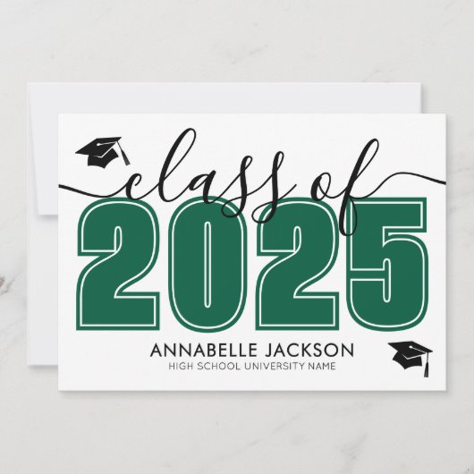 Einfache Grüne Graduierungspartei Einladung (Vorderseite)