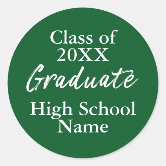 Einfache grüne High School Klasse des Graduate Scr Runder Aufkleber (Vorderseite)