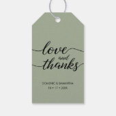 Einfache grüne Hochzeit Liebe und dank Script Cust Geschenkanhänger (Rückseite)