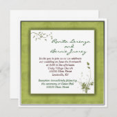 Einfache grüne Hochzeit mit Blumen Einladung (Vorne/Hinten)