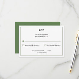 Einfache grüne Hochzeit RSVP Karte