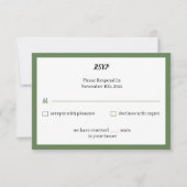 Einfache grüne Hochzeit RSVP Karte (Vorderseite)