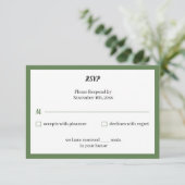 Einfache grüne Hochzeit RSVP Karte (Stehend Vorderseite)