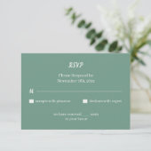 Einfache grüne Hochzeit RSVP Karte (Stehend Vorderseite)