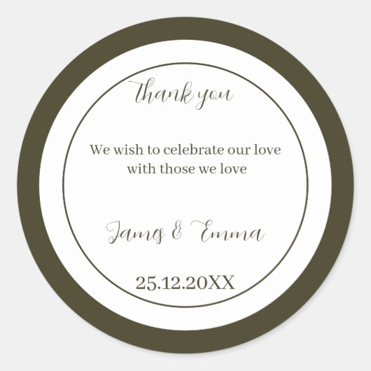 Einfache grüne Hochzeit Runder Aufkleber (Vorderseite)