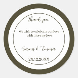 Einfache grüne Hochzeit Runder Aufkleber
