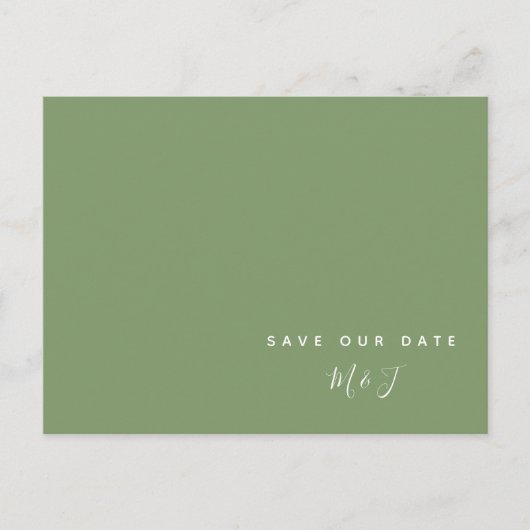 Einfache grüne Hochzeit Speichern Sie die Postkart Postkarte (Vorderseite)