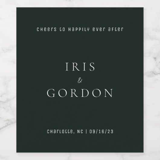 Einfache Grüne Hochzeit Weinetikett (Einzelnes Label)