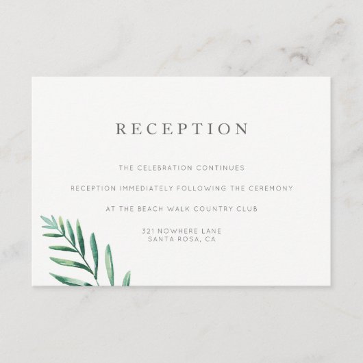 Einfache Grüne Hochzeitskarte Begleitkarte (Vorderseite)