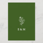 Einfache grüne Hochzeitskarte Menükarte (Rückseite)