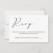 Einfache, grüne Hochzeitswebsite RSVP Karte (Vorderseite)