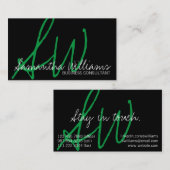 Einfache grüne Initialen für Berufliche Visitenkar Visitenkarte (Vorne/Hinten)