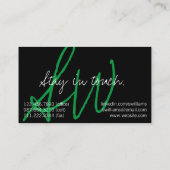 Einfache grüne Initialen für Berufliche Visitenkar Visitenkarte (Rückseite)