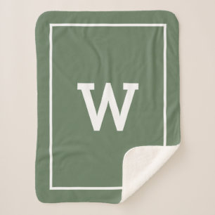 Einfache grüne Initialmonogramm Sherpa Blanket Sherpadecke