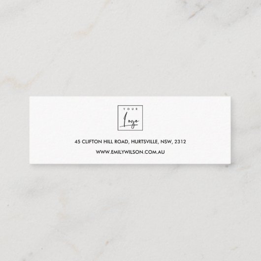 EINFACHE GRÜNE KRAFT CHIC STUD EARRING DISPLAY LOG MINI VISITENKARTE (Rückseite)