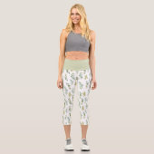 Einfache Grüne Leaf Muster Capri Leggings (Vorderseite)
