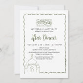 Einfache grüne Linienkunst-Moschee-Ramadan-Iftar-A Einladung (Vorderseite)