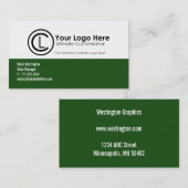 Einfache Grüne Logo-Visitenkarten Visitenkarte (Vorne/Hinten)