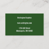 Einfache Grüne Logo-Visitenkarten Visitenkarte (Rückseite)