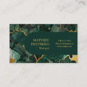 Einfache grüne Marmor- und Goldmonogramm-Ausführun Visitenkarte (Vorderseite)