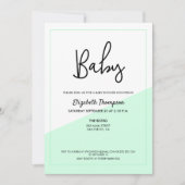 Einfache grüne moderne, neutrale Babydusche Einladung (Vorderseite)