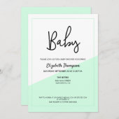 Einfache grüne moderne, neutrale Babydusche Einladung (Vorne/Hinten)