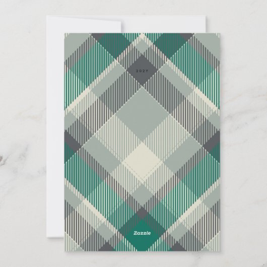 Einfache Grüne Moderne Weihnachten Kariertes Foto (Rückseite)