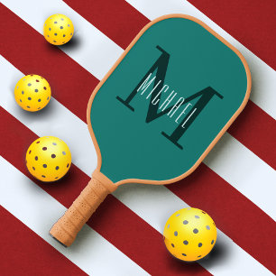 Einfache grüne Monogramm, Anfangs- und Vorname Pickleball Schläger