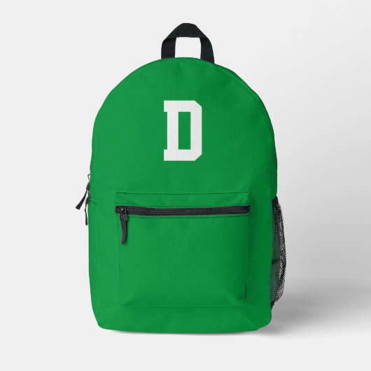 Einfache grüne Monogramm Bedruckter Rucksack (Vorderseite)