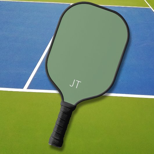 Einfache grüne Monogramm-Mit Monogramm Initialen Pickleball Schläger
