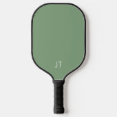 Einfache grüne Monogramm-Mit Monogramm Initialen Pickleball Schläger (Vorderseite)