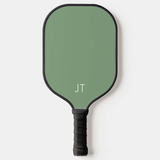 Einfache grüne Monogramm-Mit Monogramm Initialen Pickleball Schläger (Vorderseite)