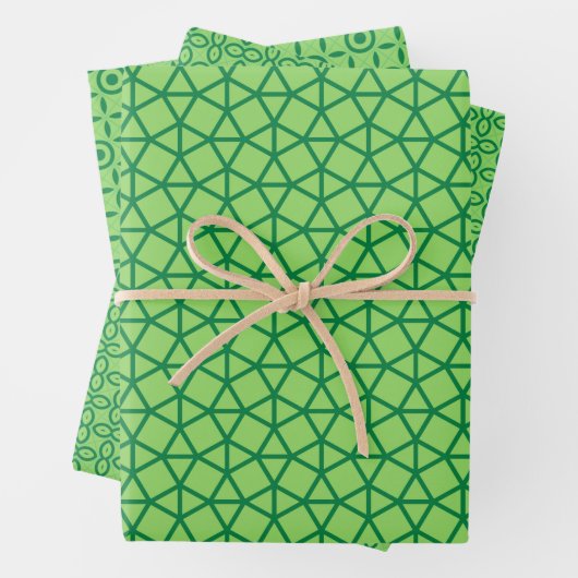 einfache grüne Ornamente Geschenkpapier Set (Beispiel)