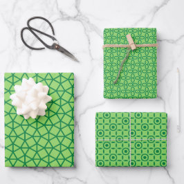 einfache grüne Ornamente Geschenkpapier Set