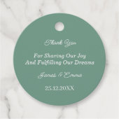 Einfache grüne Personalisierte Hochzeit Geschenkanhänger (Vorderseite)