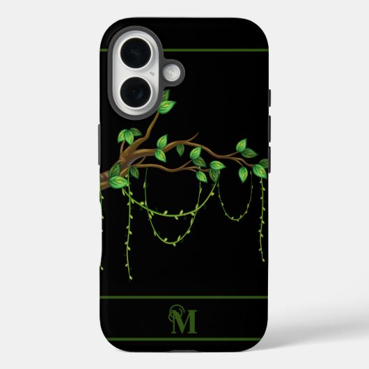 Einfache grüne Pflanze, Monogramal Case-Mate iPhone Hülle (Rückseite)