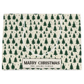 Einfache grüne Pinienbäume Custom Frohe Weihnachte Große Geschenktüte (Vorderseite)