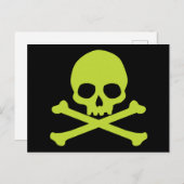 Einfache grüne Schädel und Kreuze Postkarte (Vorne/Hinten)