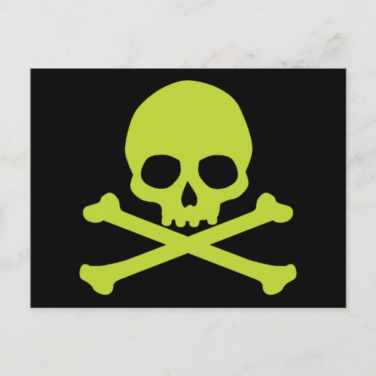 Einfache grüne Schädel und Kreuze Postkarte (Vorderseite)