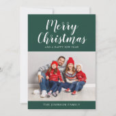 Einfache grüne Schrift Ein Foto Weihnachten (Vorderseite)